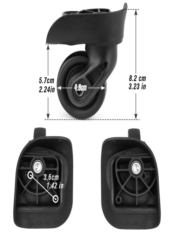 Zoofen Luggage Wheels Replacement Black Suitcase Wheels Replacement Suitcase Caster Wheels with 2 Screw Holes(Z-237) - Image 2